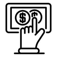 Touch money tablet icon, outline style vector