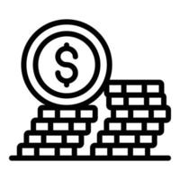 Coins stack icon, outline style vector