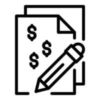 icono de papel de contrato de dinero, estilo de esquema vector