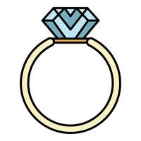 Gemstone ring icon color outline vector