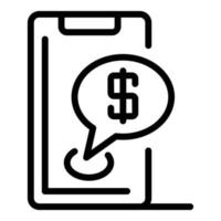 Smartphone money chat icon, outline style vector