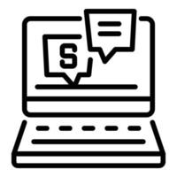 Online money chat icon, outline style vector