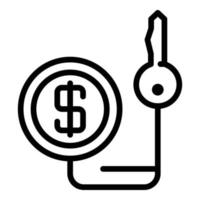 Loan apartment key icon, outline style vector
