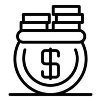 Money coin pot icon, outline style vector