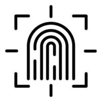 Fingerprint control icon, outline style vector