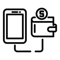 Smartphone wallet connection icon, outline style vector