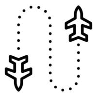 icono de ruta de vuelo, estilo de esquema vector