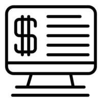 Monitor money loan icon, outline style vector