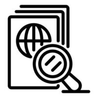 Magnifier passport control icon, outline style vector