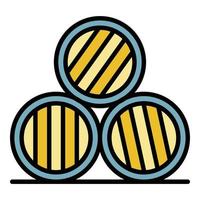 Whisky barrel stack icon color outline vector