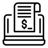 Laptop loan money icon, outline style vector