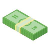 Green dollar pack icon, isometric style vector