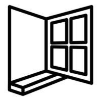 icono de ventana de casa abierta, estilo de esquema vector