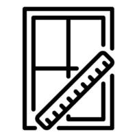 Ruler window measurement icon, outline style vector