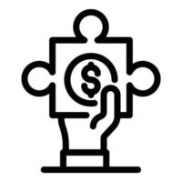 Money puzzle icon, outline style vector