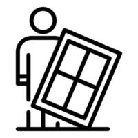 icono de instalación de ventana de hombre, estilo de esquema vector