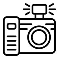 icono de flash de cámara de fotos de boda, estilo de esquema vector