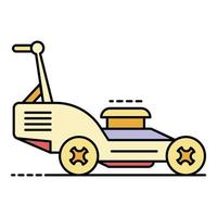 Petrol lawn mower icon color outline vector