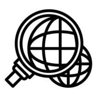Global innovation under magnifier icon, outline style vector
