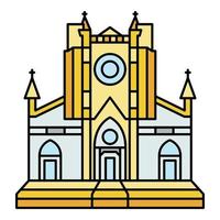 vector de contorno de color de icono de templo católico