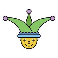 Jester face hat icon color outline vector