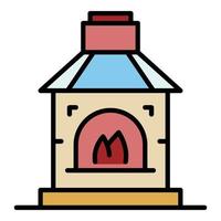 vector de contorno de color de icono de chimenea de herrero