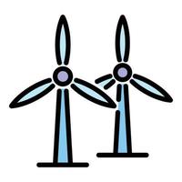 Wind turbine icon color outline vector