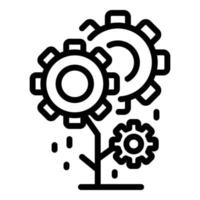 icono de innovación de engranajes de flores, estilo de contorno vector