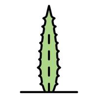 Aloe vera leaf icon color outline vector