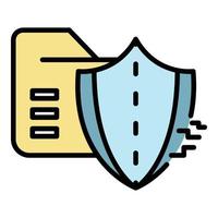 Cyber attack on firewall icon color outline vector
