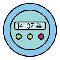 vector de contorno de color de icono de reloj digital redondo