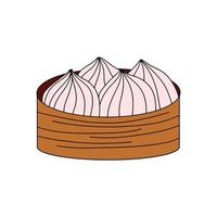 Dim sum food. Steamed Buns.  Vector illustration in flat style