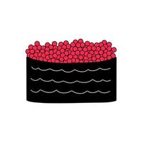 Rolls with red caviar. Asian cuisine.  Vector illustration in flat style