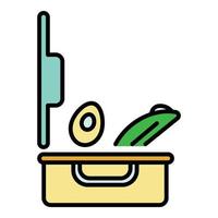 Open lunchbox icon color outline vector