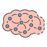 Neuron brain icon color outline vector