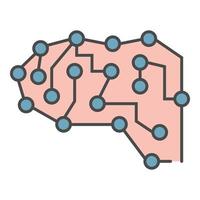 Neural brain icon color outline vector