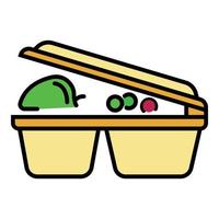 Lunch plastic box icon color outline vector