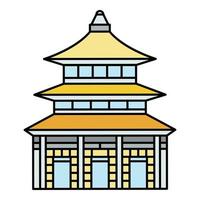 asia templo icono color contorno vector