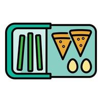 Fast food lunchbox icon color outline vector