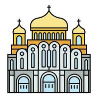 Cathedral temple icon color outline vector