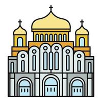 Cathedral temple icon color outline vector