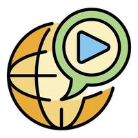 Global video blog icon color outline vector