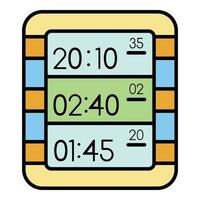 vector de contorno de color de icono de reloj digital de pantalla múltiple