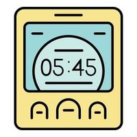 Digital room clock icon color outline vector