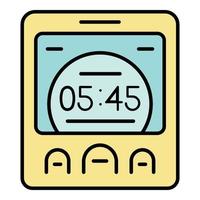 Digital room clock icon color outline vector