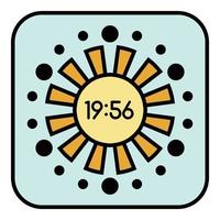 Abstract digital clock icon color outline vector
