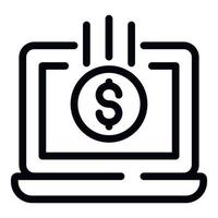 icono de portátil de dinero web, estilo de contorno vector