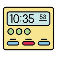 vector de contorno de color de icono de reloj digital de habitación