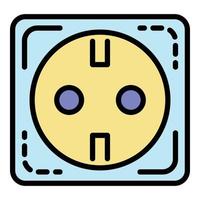 Euro electric socket icon color outline vector