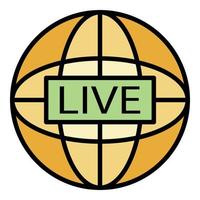 Global live video blog icon color outline vector